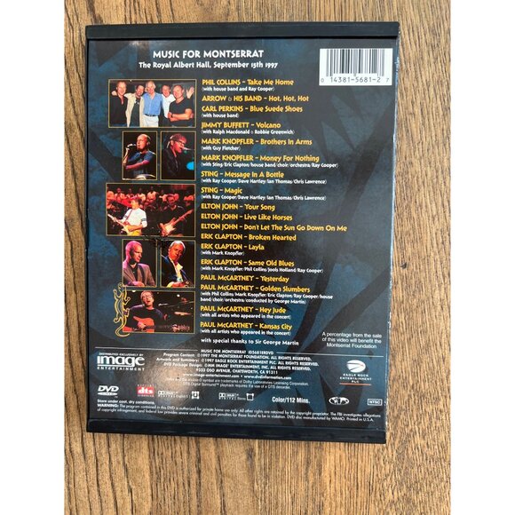 Music For Montserrat Concert DVD 1997 Music Phil Collins Elton John Pre-Owned - Picture 4 of 4